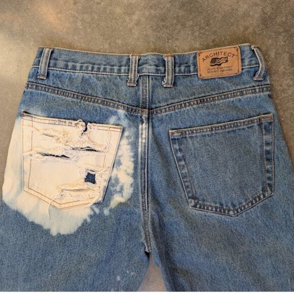 Architect Jean Co High-Rise Distressed Frayed Denim Bleached Women's Size 30 90s - Picture 10 of 15